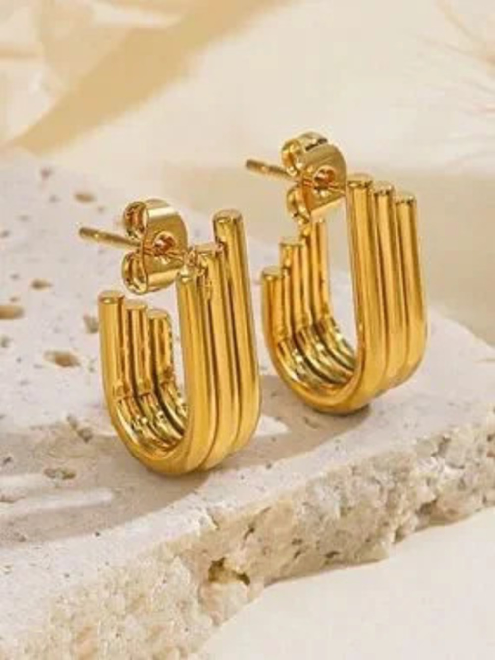 Modern Gold Multi-Bar Hoop Earrings